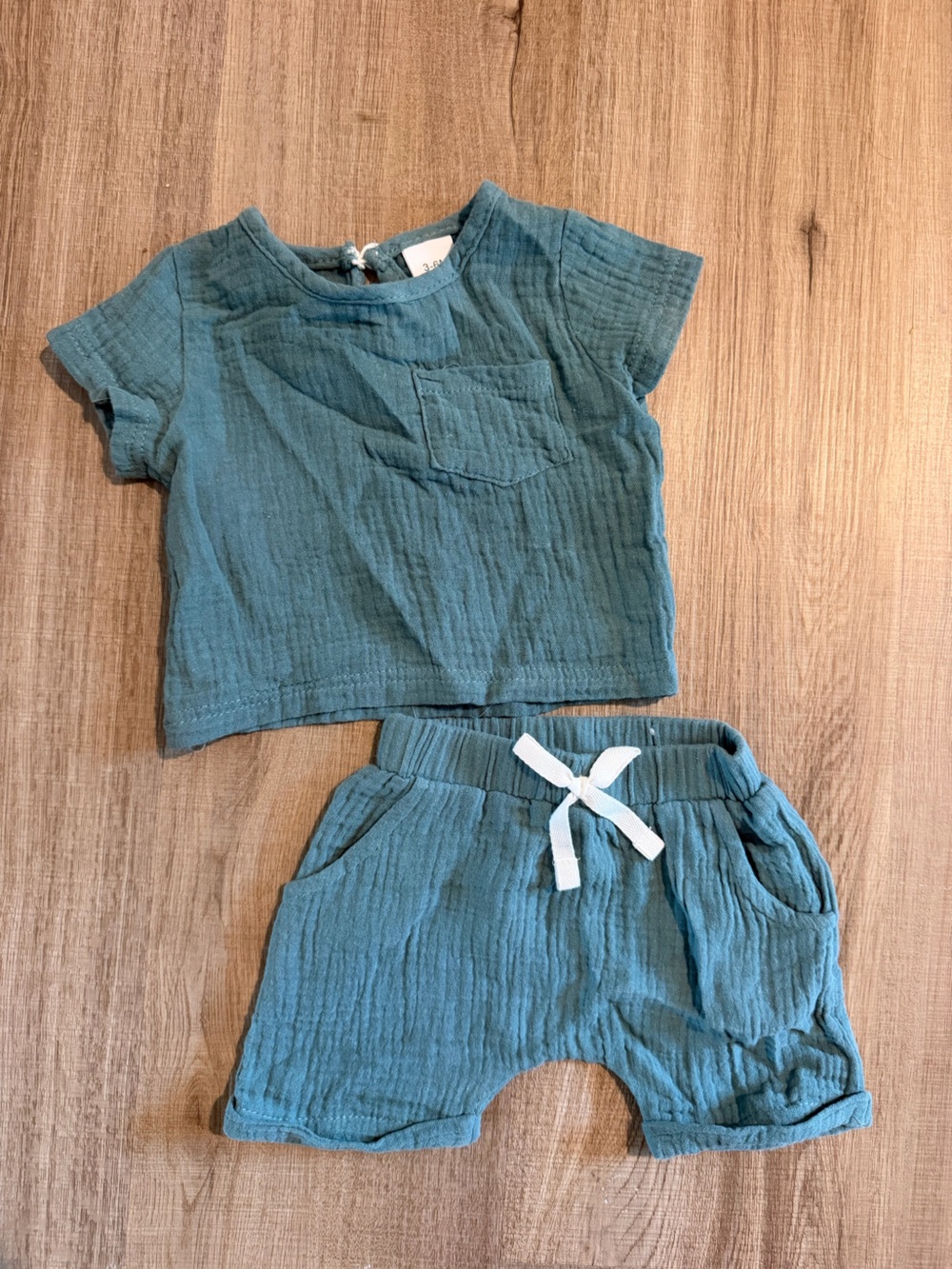Baby Two-Piece Gauze Set in Dusty Teal